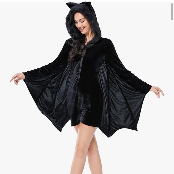 Women's Bat Halloween Costume Jumpsuits Velvet Shirt Zip Hoodie Cozy Halloween - Picture 3 of 6